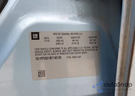 2011 Chevrolet Cruze 1Lt from USA, damaged, VIN 1G1PF5S91B7145105